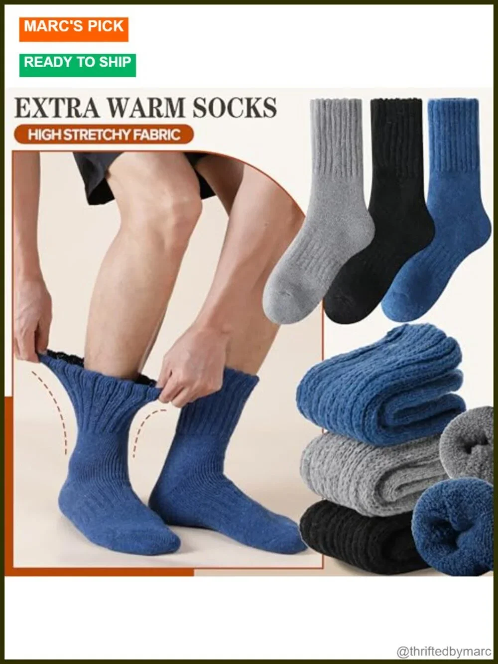 Merino Wool Thermal Boot Socks Extra Thick Cushioning Hiking 3 Pairs